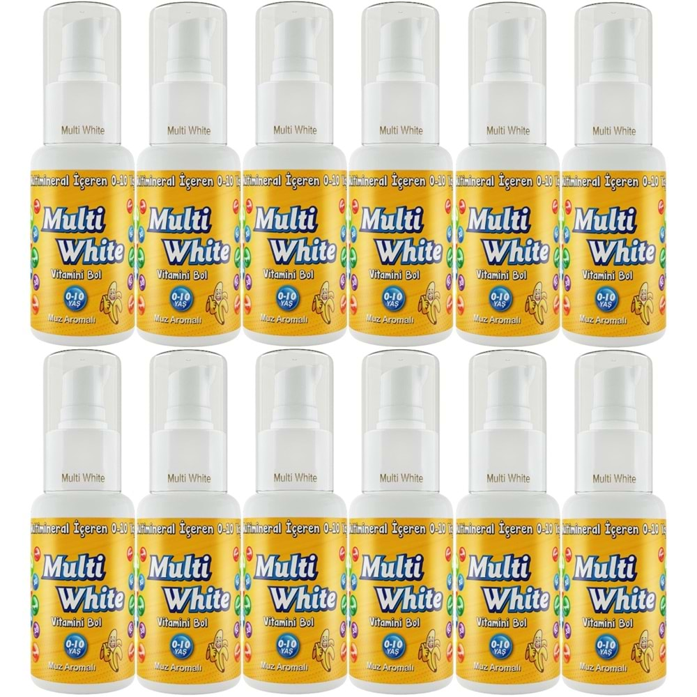 Multi White Diş Macunu 50ML Muz Aromalı Bol Vitaminli (0-10 Yaş) (12 Li Set)