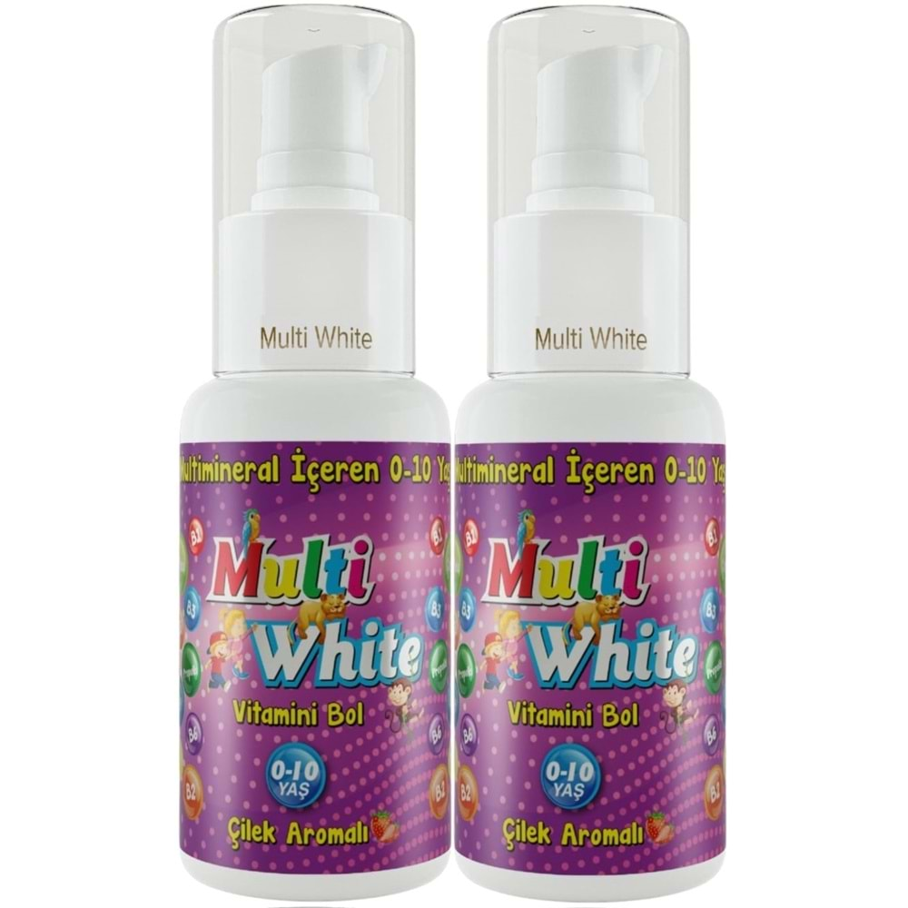 Multi White Diş Macunu 50ML Çilek Aromalı Bol Vitaminli (0-10 Yaş) (2 Li Set)