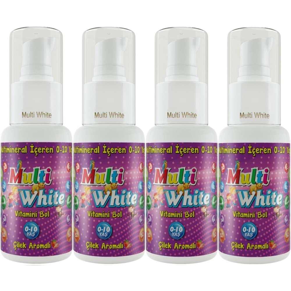 Multi White Diş Macunu 50ML Çilek Aromalı Bol Vitaminli (0-10 Yaş) (4 Lü Set)