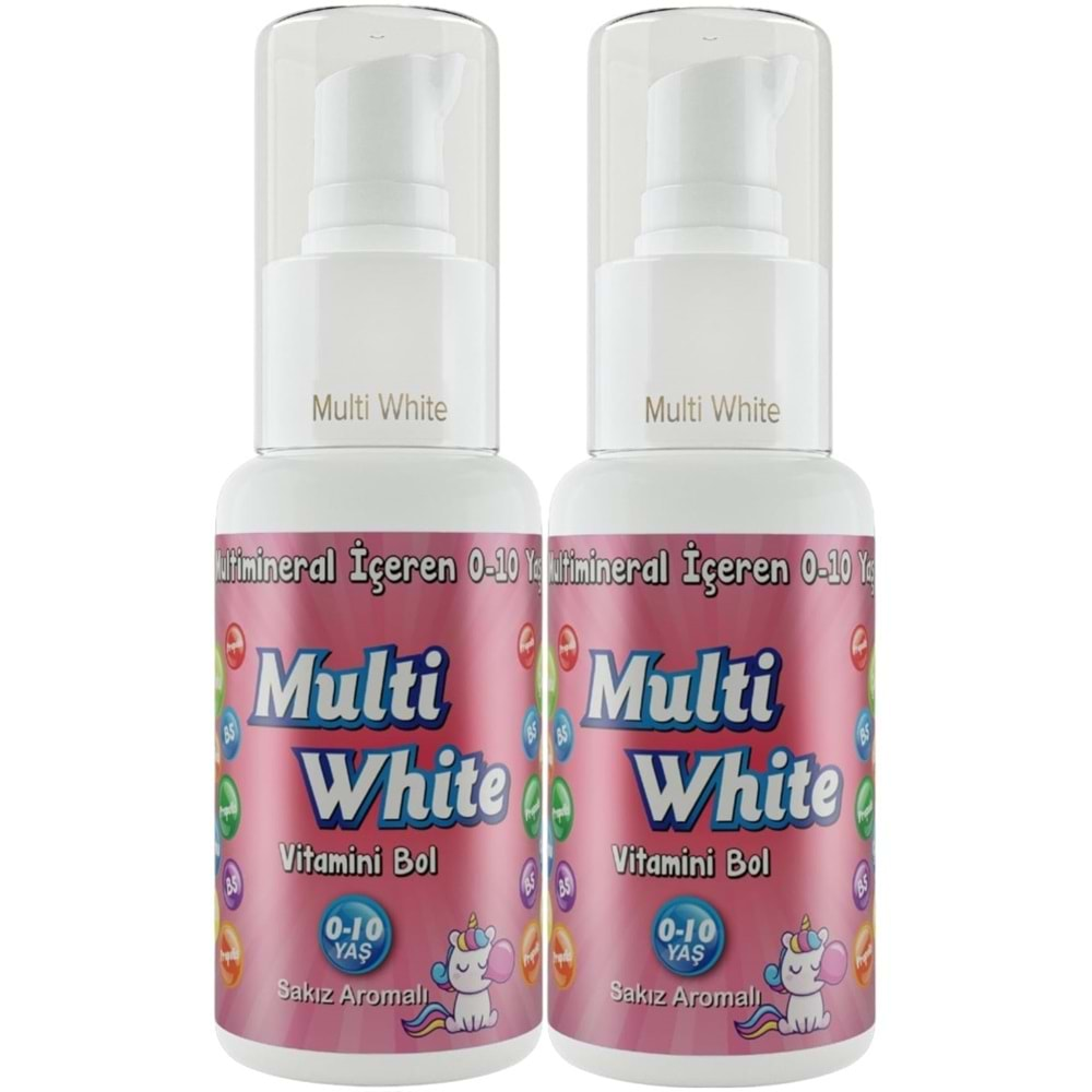 Multi White Diş Macunu 50ML Sakız Aromalı Bol Vitaminli (0-10 Yaş) (2 Li Set)