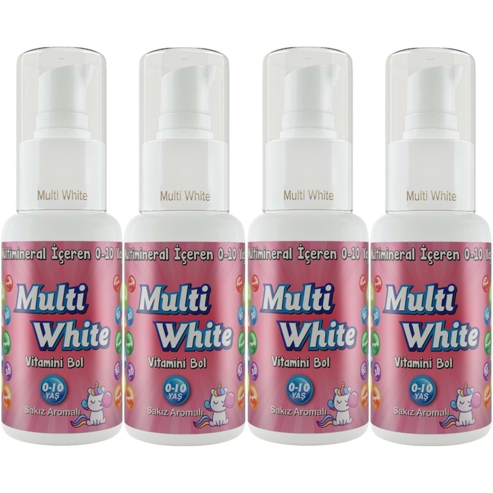 Multi White Diş Macunu 50ML Sakız Aromalı Bol Vitaminli (0-10 Yaş) (4 Lü Set)