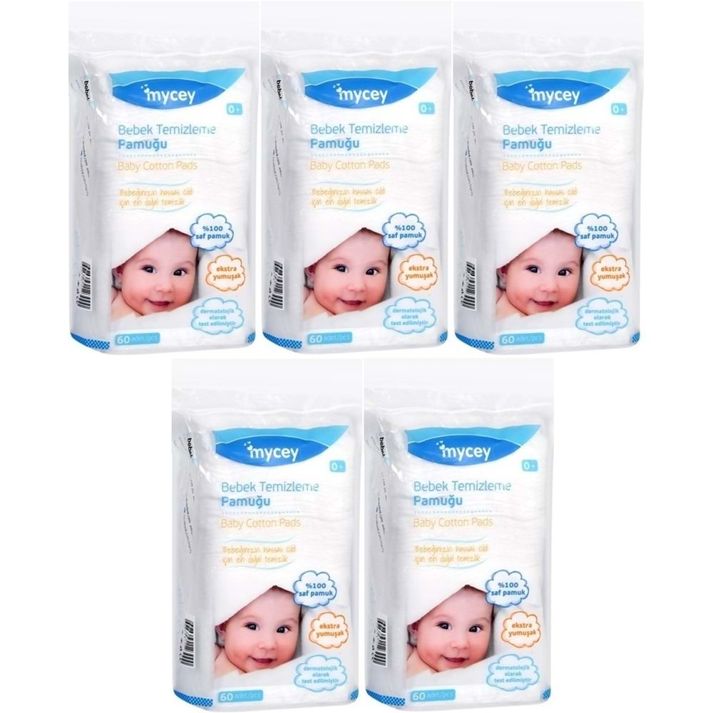 Mycey Bebek Temizleme Pamuğu 300 Adet (5PK*60)