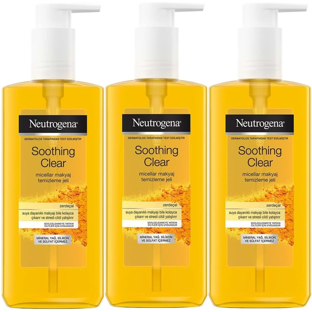 Neutrogena Soothing Clear Micellar Yüz Temizleme Jeli 200ML (3 Lü Set)