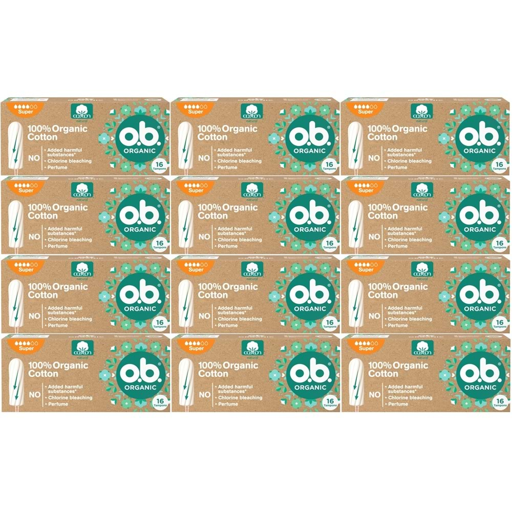 O.B Organic Süper Tampon 192 Li Set (12PK*16)