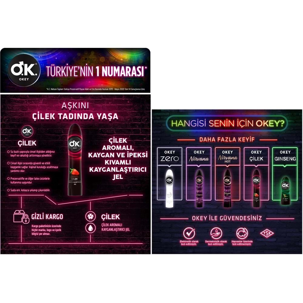 Okey Kayganlaştırıcı Jel 100ML Çilekli (4 Lü Set)