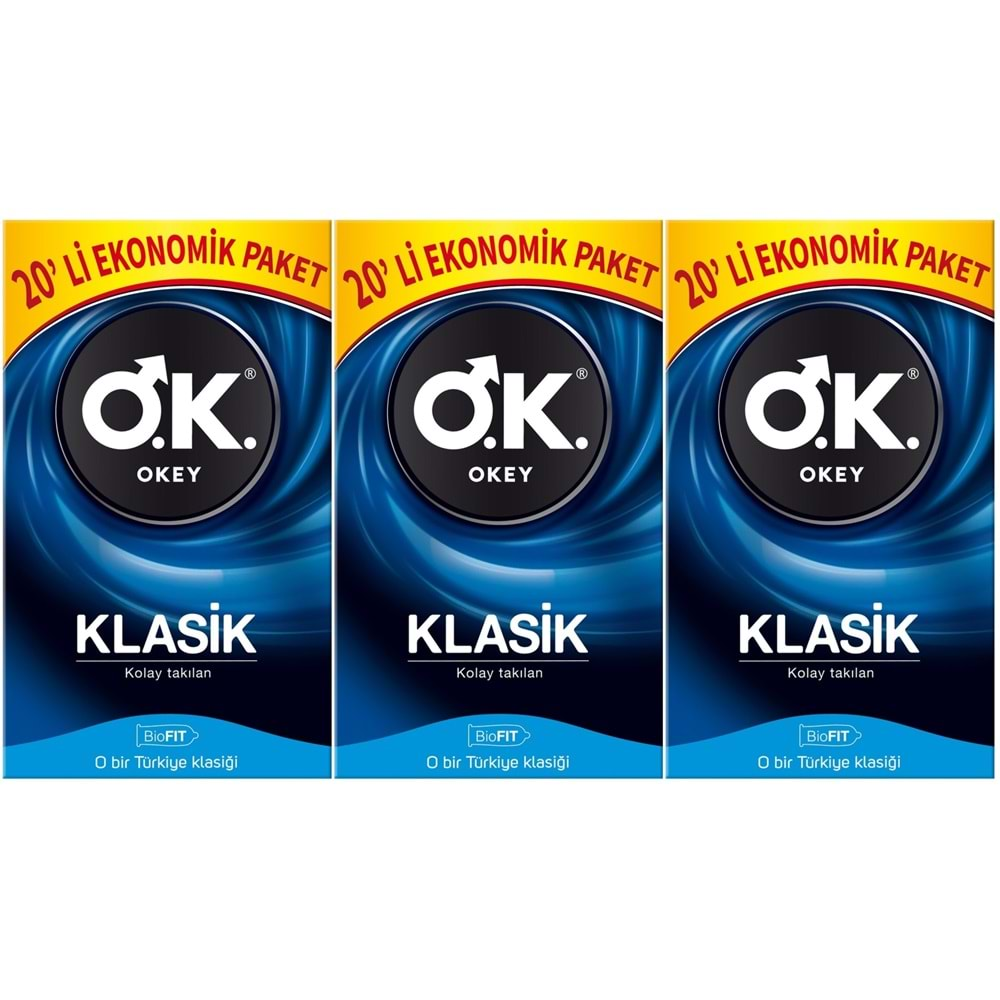 Okey Prezervatif 60 Adet Klasik Ekonomik Pk (3 Lü Set)