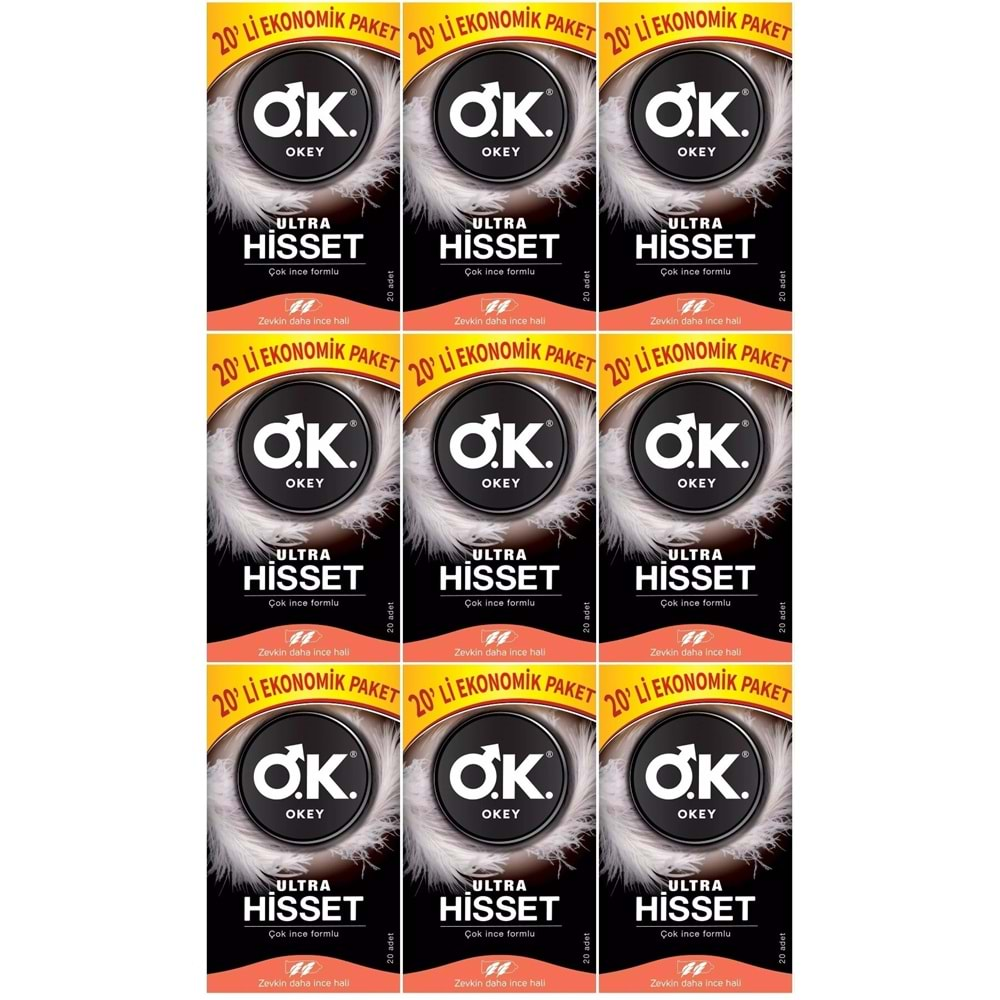 Okey Prezervatif 180 Adet Ultra Hisset Ekonomik Pk (9 Lu Set)