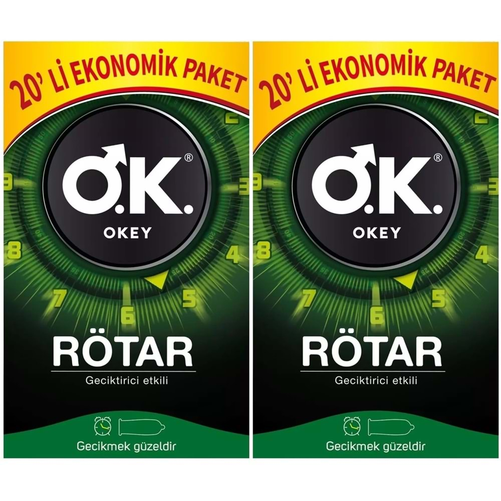 Okey Prezervatif 40 Adet Rötar (Geciktirici Etkili) Ekonomik Pk (2 Li Set)