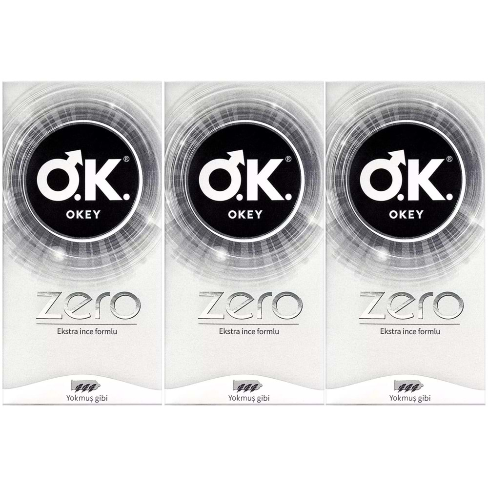 Okey Prezervatif 30 Adet Zero (Ekstra İnce Formlu) (3 Lü Set)