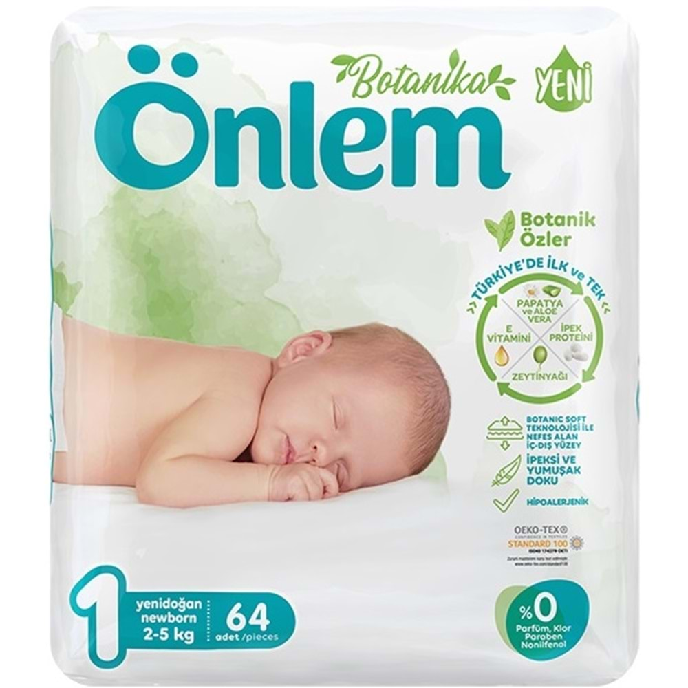 Önlem Bebek Bezi Botanika Beden:1 (2-5Kg) Yenidoğan 128 Adet Süper Ekonomik Pk