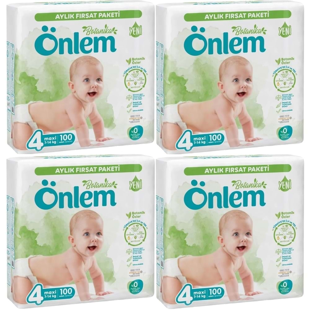 Önlem Bebek Bezi Botanika Beden:4 (4-9KG) Maxi 400 Adet Aylık Avantaj Fırsat Pk