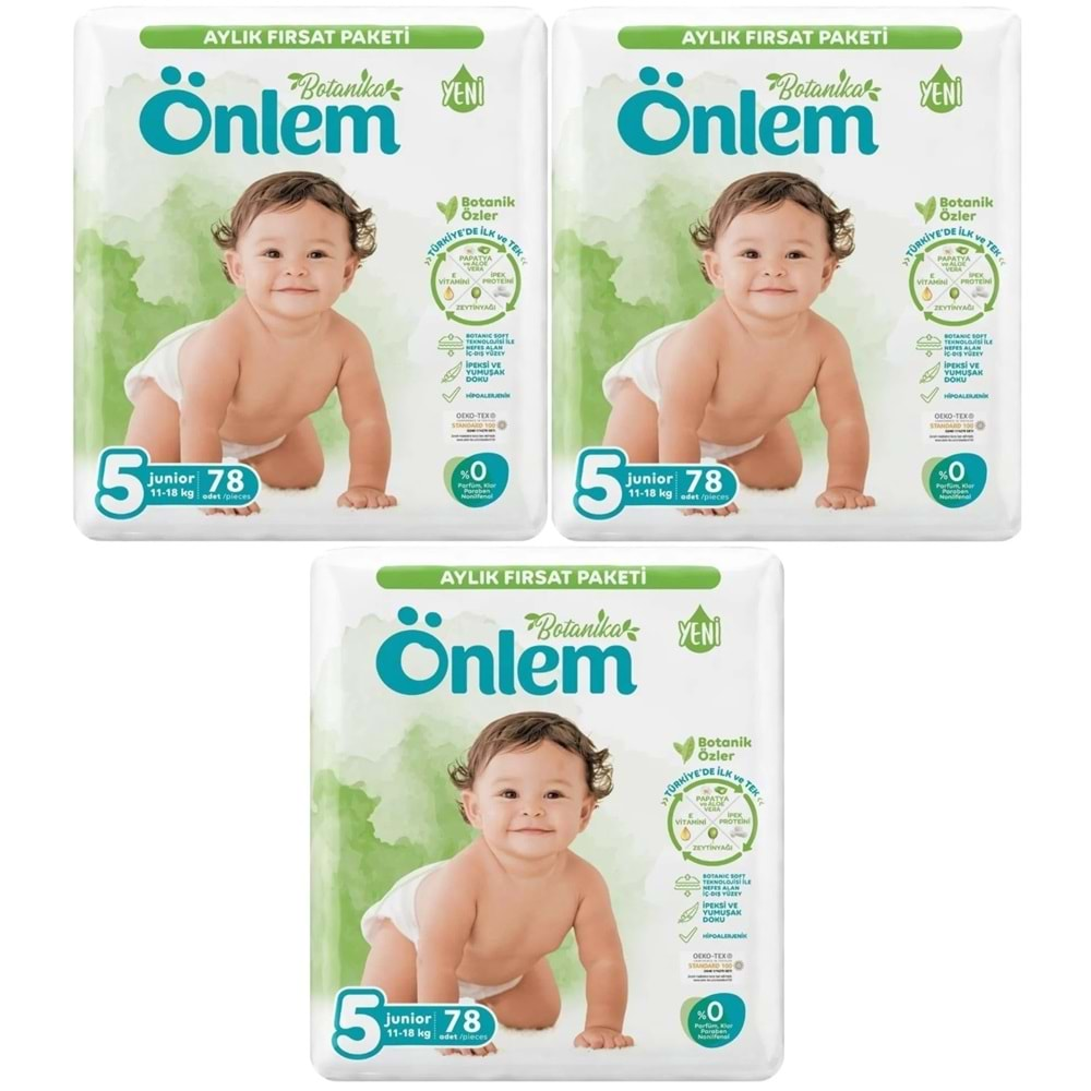 Önlem Bebek Bezi Botanika Beden:5 (11-18KG) Junior 234 Adet Aylık Süper Ekonomik Fırsat Pk