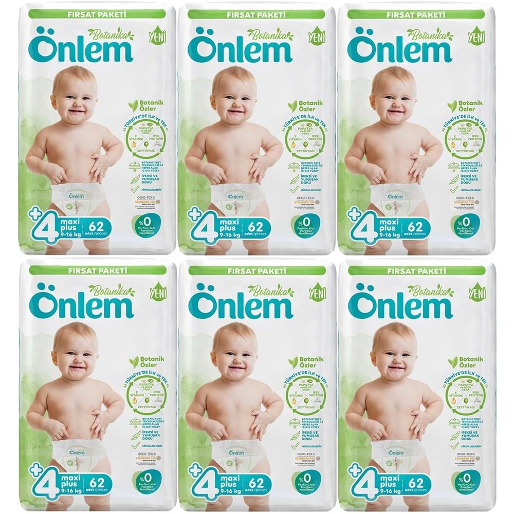 Önlem Bebek Bezi Botanika Beden:4+ (9-16KG) Maxi Plus 372 Adet Ekstra Fırsat Pk