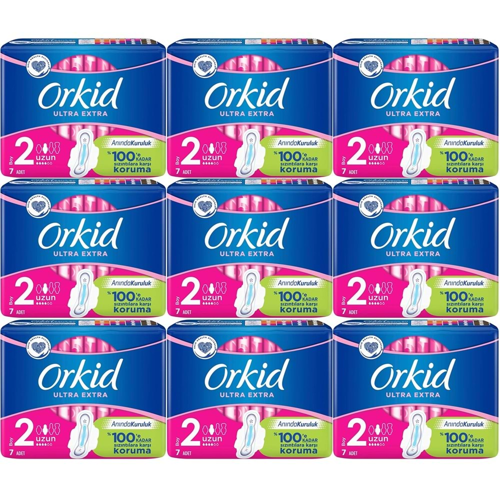 Orkid Hijyenik Ped Ultra Extra Koruma Uzun 63 Adet (9PK*7)