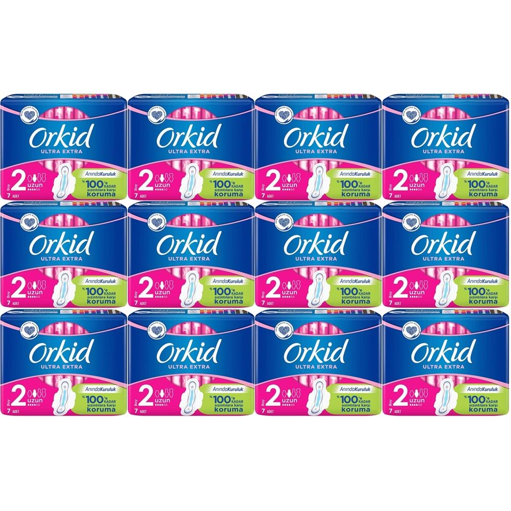 Orkid Hijyenik Ped Ultra Extra Koruma Uzun 84 Adet (12PK*7)