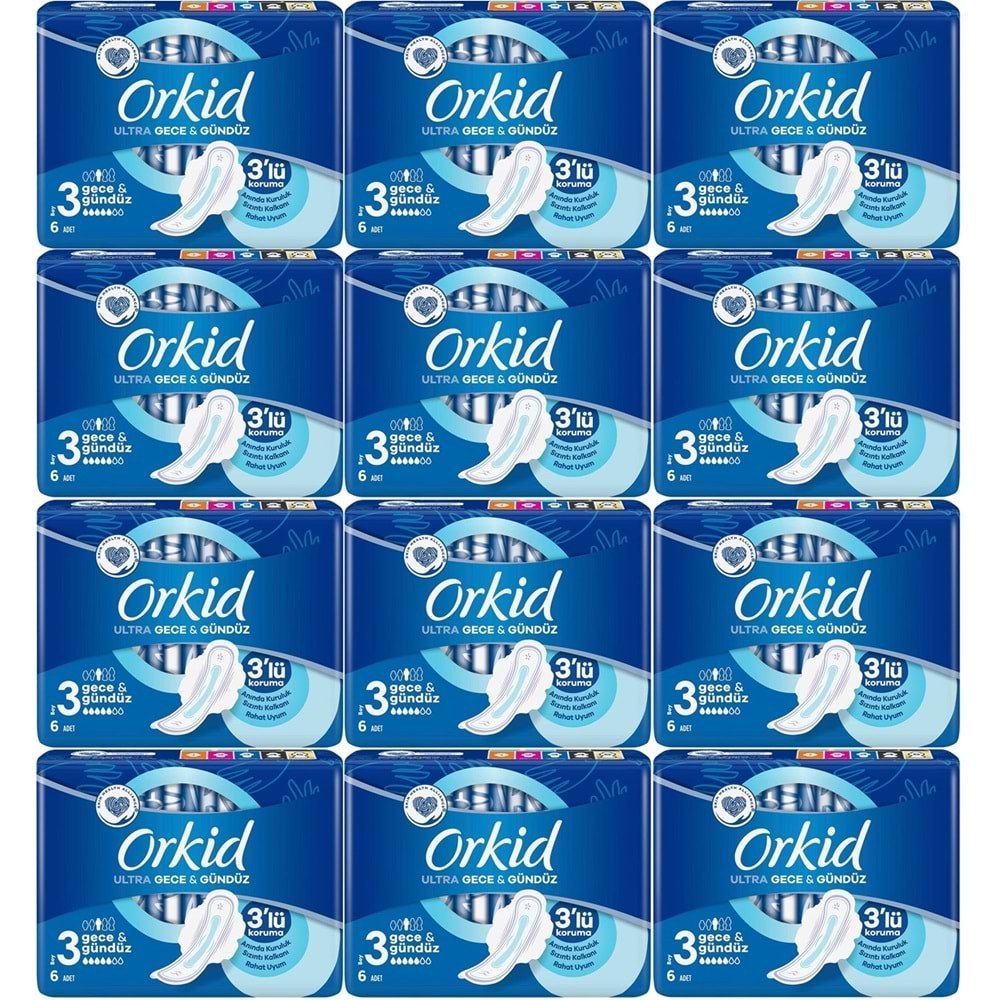 Orkid Hijyenik Ped Ultra Extra Gece&Gündüz 72 Adet (12PK*6)