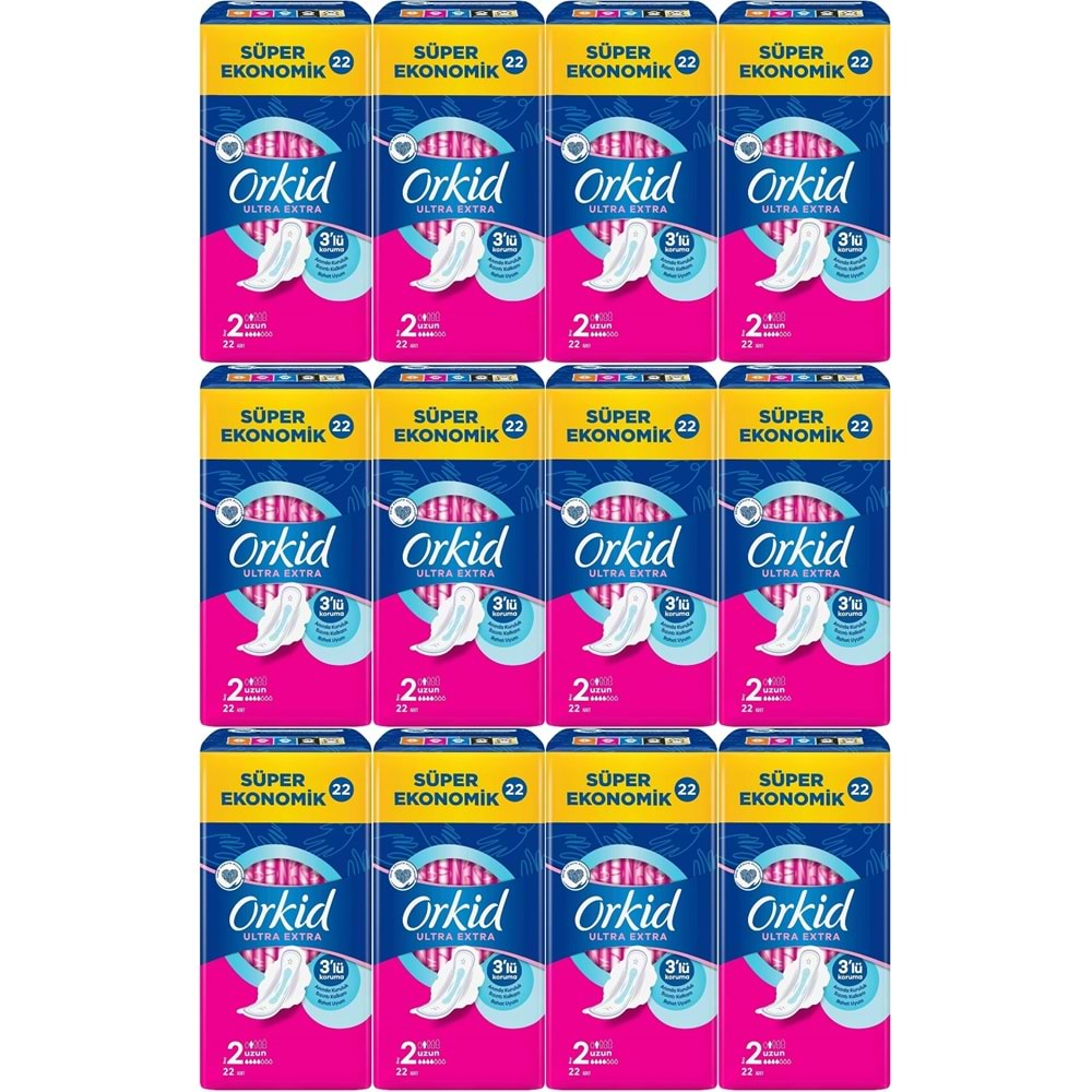 Orkid Hijyenik Ped Ultra Extra Koruma Uzun 264 Adet Süper Ekonomik Pk (12PK*22)