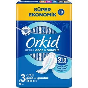 Orkid Hijyenik Ped Ultra Extra Koruma Gece&Gündüz 54 Adet Süper Ekonomik Pk (3PK*18)