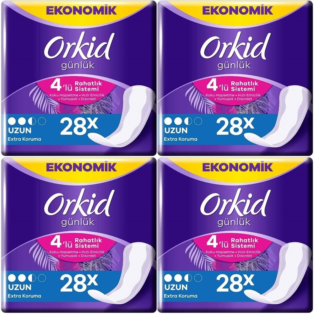 Orkid Günlük Ped Ekstra Koruma Uzun 112 Adet Ekonomik Pk (4PK*28)