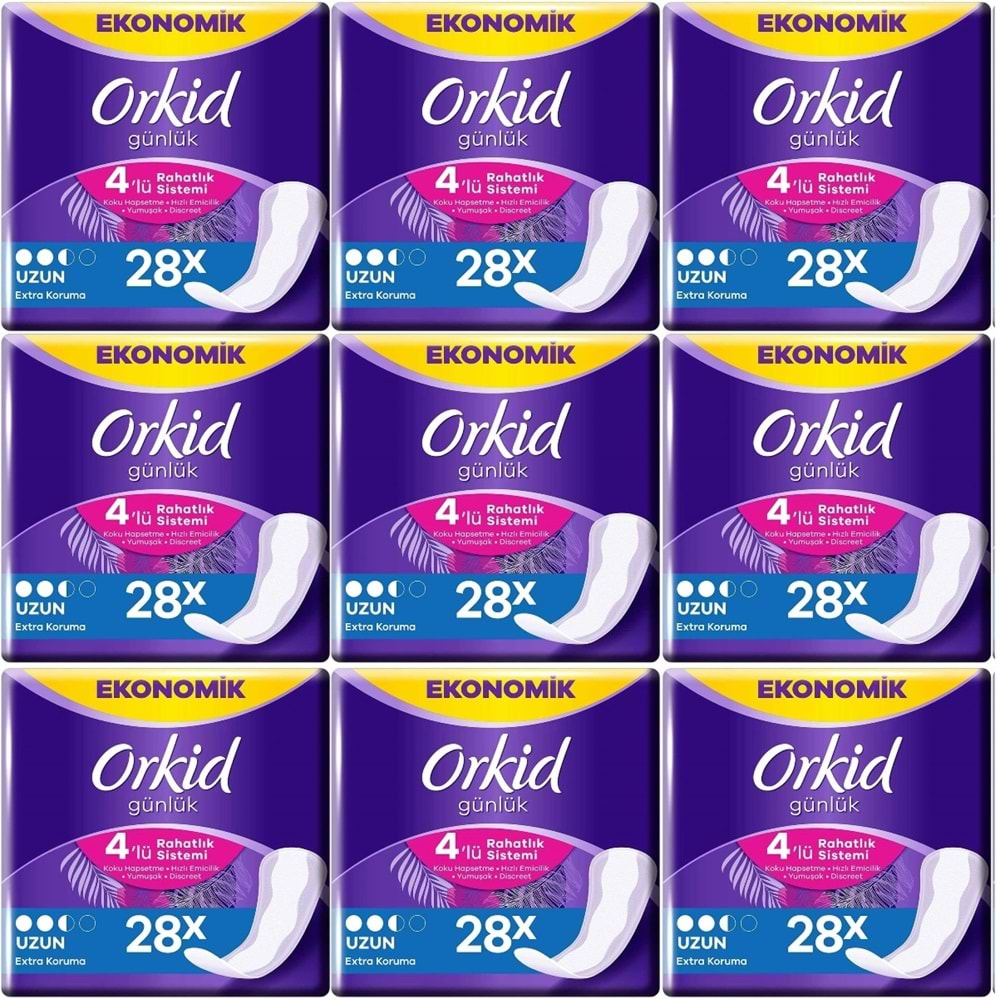 Orkid Günlük Ped Ekstra Koruma Uzun 252 Adet Ekonomik Pk (9PK*28)