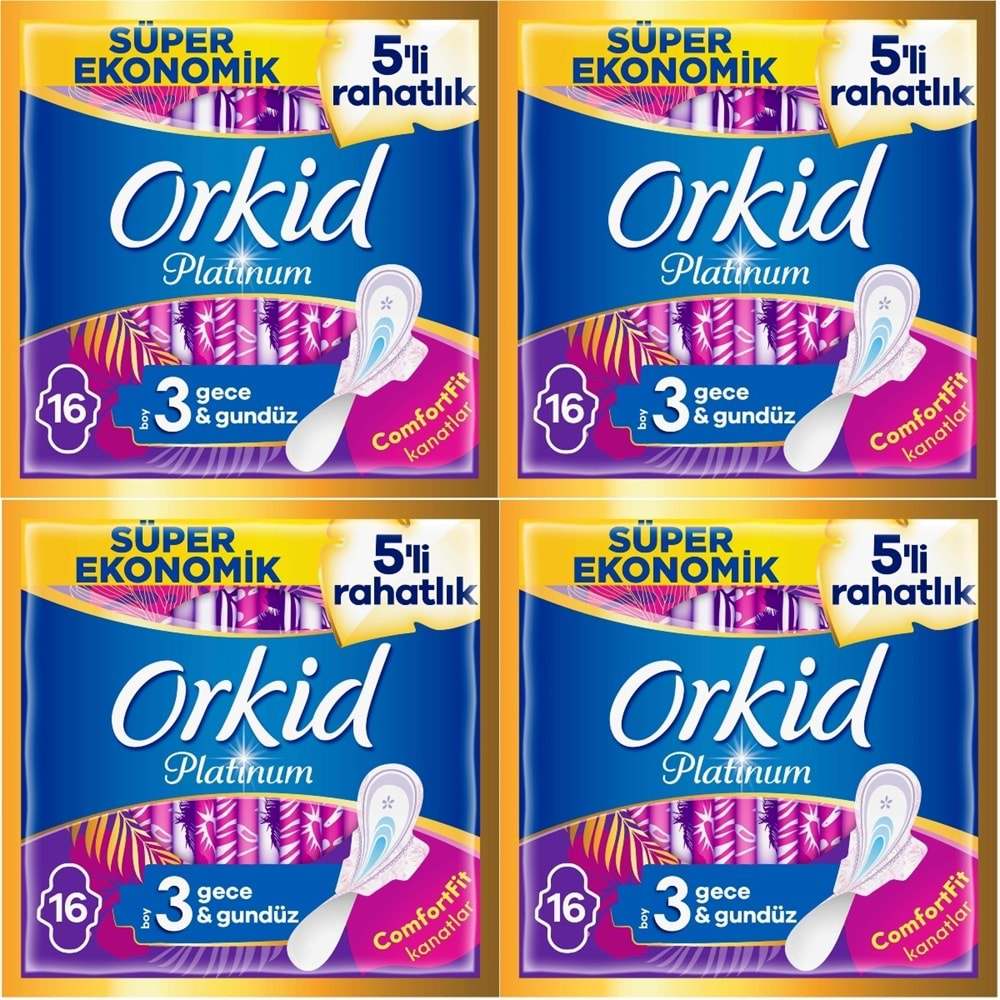 Orkid Platinum Hijyenik Ped Gece & Gündüz 64 Adet (4PK*16) Süper Ekonomik Pk