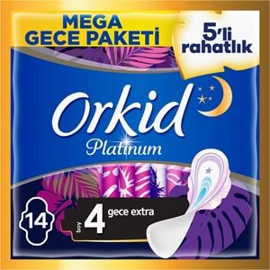 Orkid Platinum Hijyenik Ped Gece Extra 28 Adet (2PK*14) Süper Ekonomik Pk