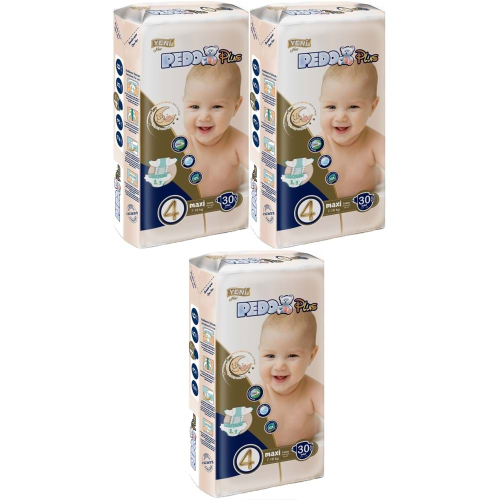 Pedo Plus Bebek Bezi Beden:4 (7-18KG) Maxi 90 Adet Jumbo Fırsat Pk