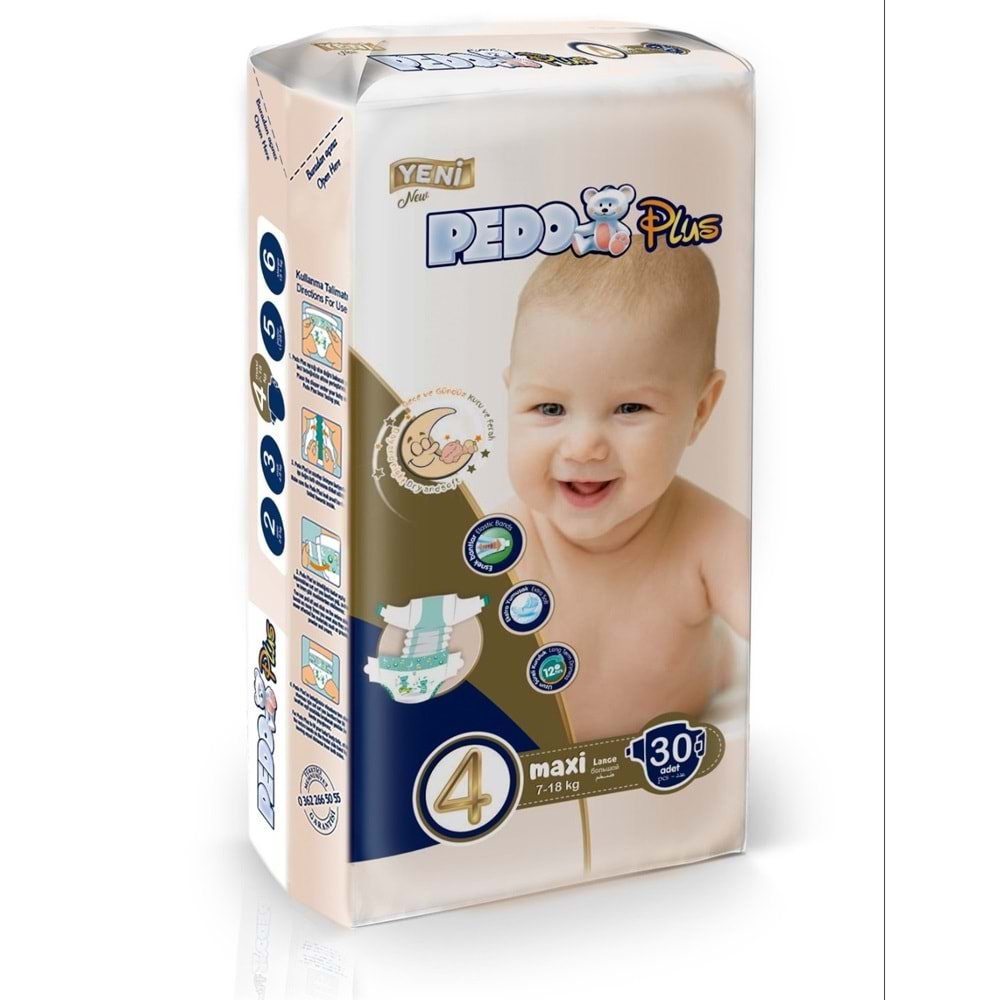 Pedo Plus Bebek Bezi Beden:4 (7-18KG) Maxi 90 Adet Jumbo Fırsat Pk