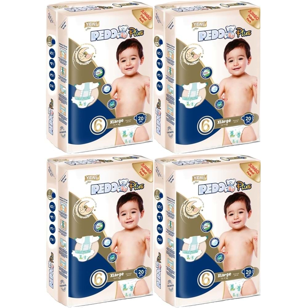 Pedo Plus Bebek Bezi Beden:6 (15+KG) Extra Large 80 Adet Jumbo Aylık Pk