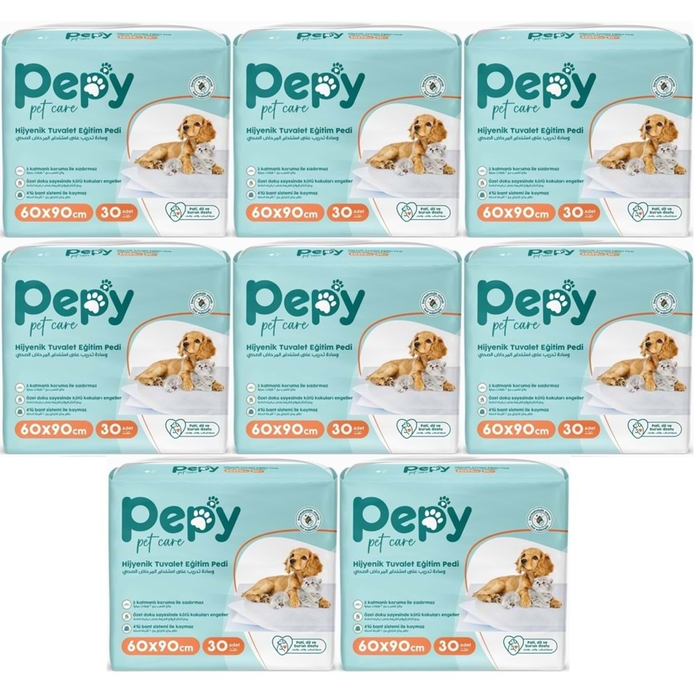 Pepy Evcil Hayvan Tuvalet Eğitim Pedi 60*90CM 240 Adet (8PK*30)