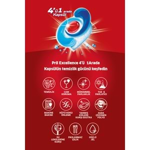 Pril Bulaşık Makinesi Deterjanı Kapsül Tablet Excellence 4 ü 1 Arada 120 Adet (2PK*60)