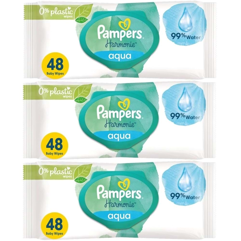 Prima Pampers Harmonie Islak Havlu Mendil Aqua Pure 48 Yaprak 3 Lü Set (144 Yaprak) Organik Pamuk