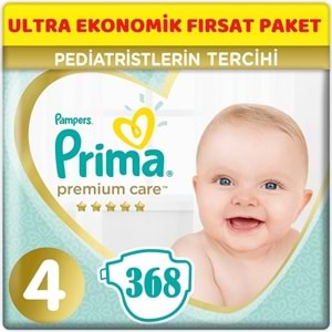 Prima Premium Care Bebek Bezi Beden:4 (9-14Kg) Maxi 368 Adet Ultra Ekonomik Fırsat Pk