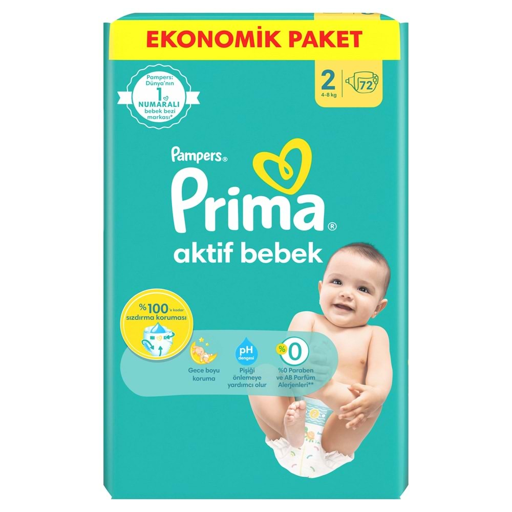 Prima Bebek Bezi Beden:2 (4-8Kg) Mini 432 Adet Süper Ekonomik Mega Pk