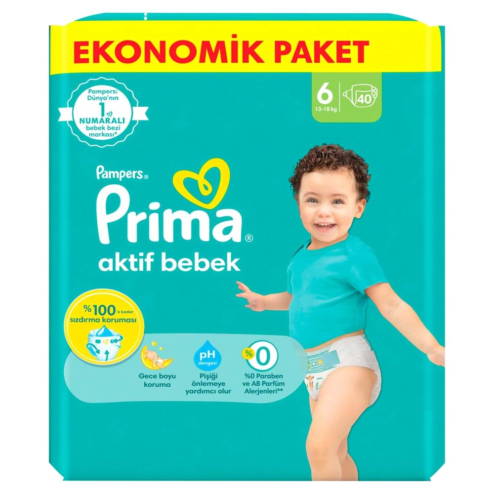 Prima Bebek Bezi Beden:6 (13-18Kg) Extra Large 240 Adet Süper Ekonomik Mega Pk