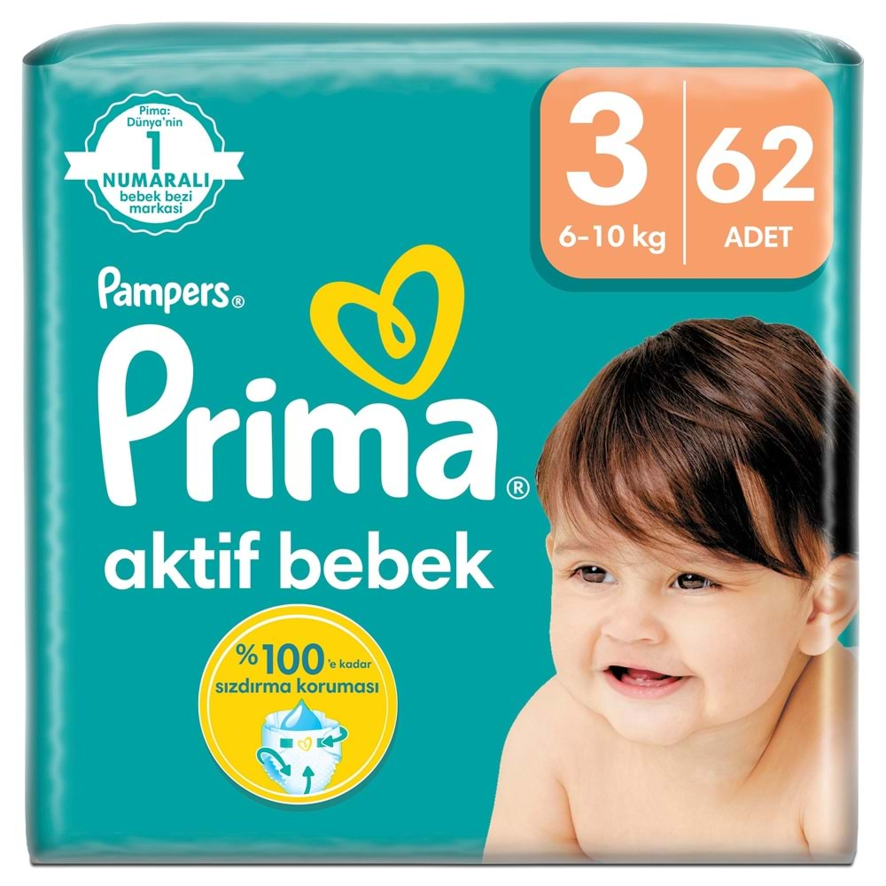 Prima Bebek Bezi Beden:3 (6-10Kg) Midi 372 Adet Süper Ekonomik Mega Pk