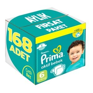 Prima Bebek Bezi Beden:6 (13-18KG) Extra Large 168 Adet Aylık Fırsat Pk