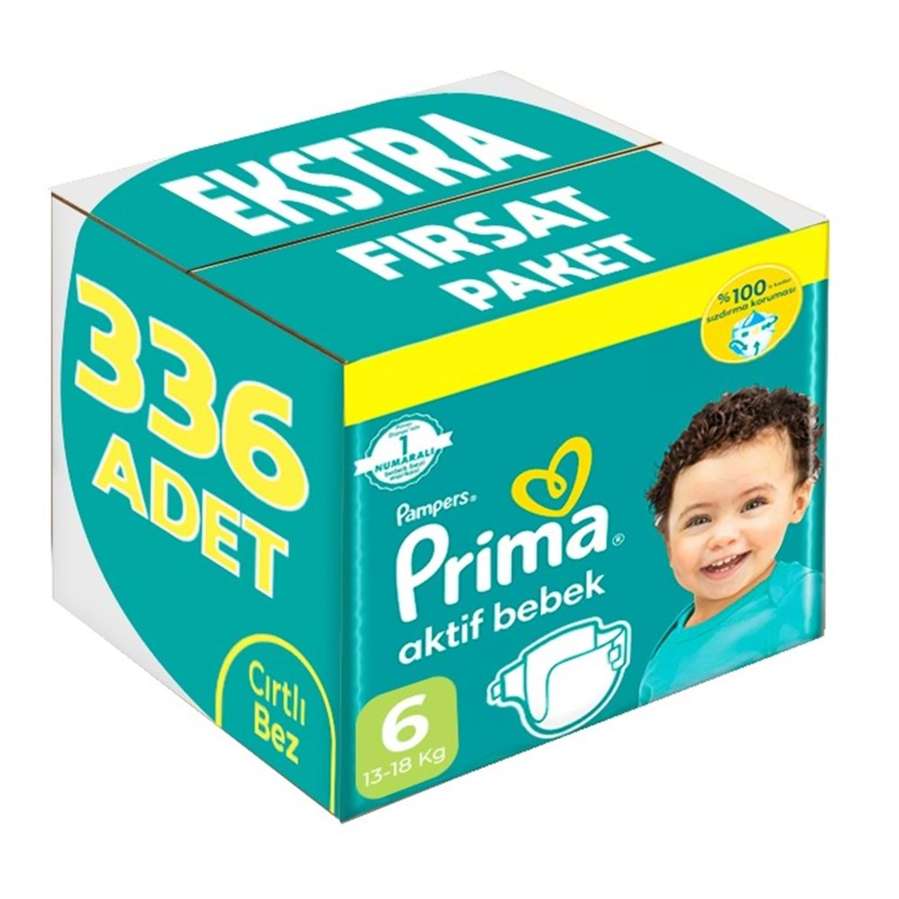 Prima Bebek Bezi Beden:6 (13-18KG) Extra Large 336 Adet Ekstra Fırsat Pk