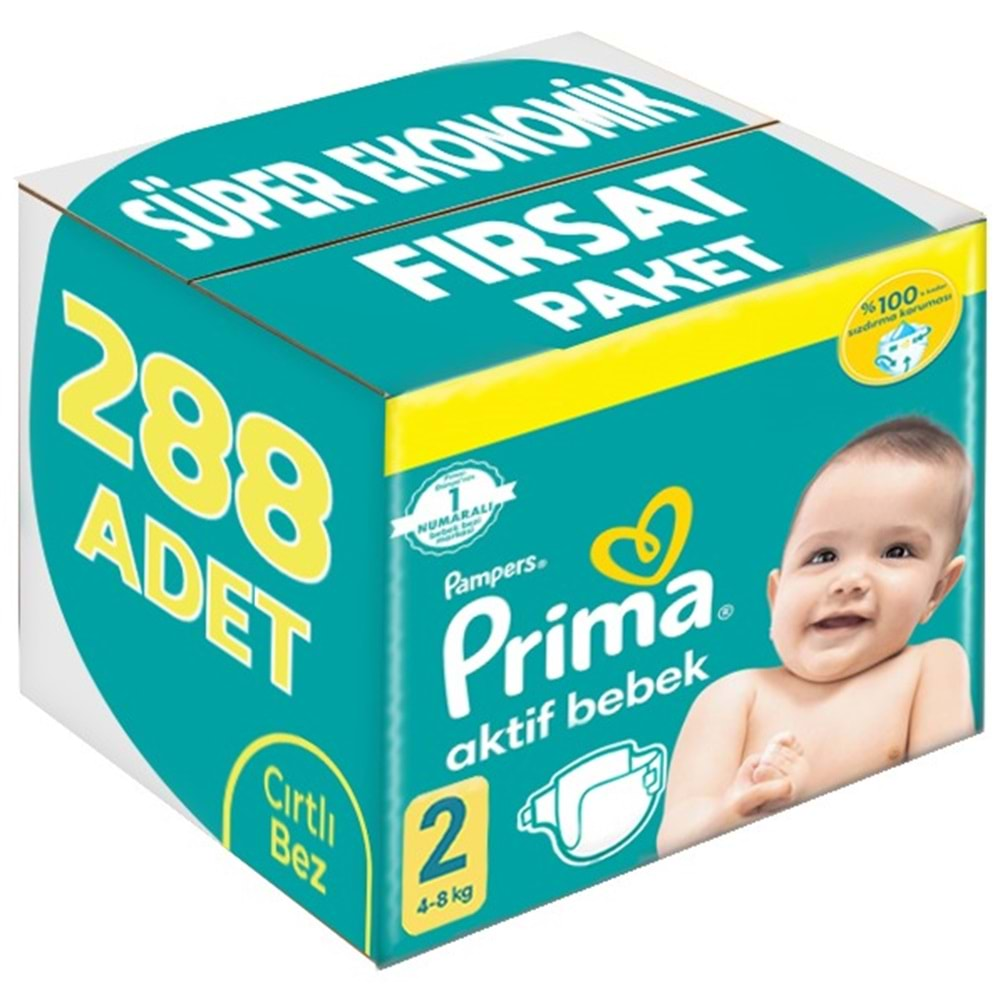 Prima Bebek Bezi Beden:2 (4-8Kg) Mini 288 Adet Süper Ekonomik Fırsat Pk