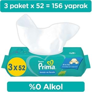 Prima Islak Havlu Mendil Temiz ve Ferah (Bitki Bazlı) 6 Lı Set (2PK*3) 312 Yaprak