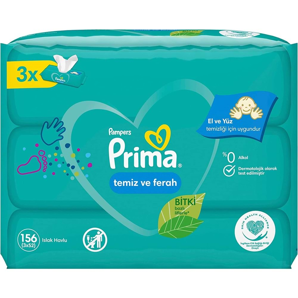 Prima Islak Havlu Mendil Temiz ve Ferah (Bitki Bazlı) 24 Lü Set (8PK*3) 1248 Yaprak