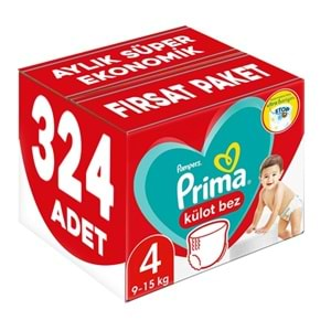 Prima Külot Bebek Bezi Beden:4 (9-15KG) Maxi 324 Adet Aylık Süper Ekonomik Fırsat Pk