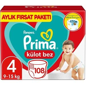 Prima Külot Bebek Bezi Beden:4 (9-15KG) Maxi 324 Adet Aylık Süper Ekonomik Fırsat Pk