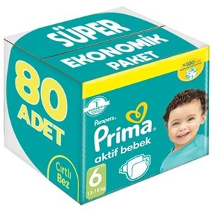 Prima Bebek Bezi Beden:6 (13-18Kg) Extra Large 80 Adet Süper Ekonomik Pk