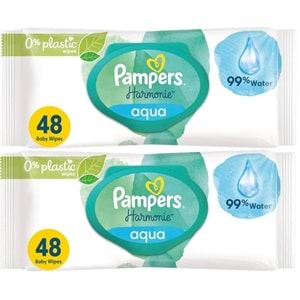 Prima Pampers Harmonie Islak Havlu Mendil Aqua Pure 48 Yaprak 2 Li Set (96 Yaprak) Organik Pamuk