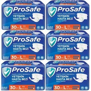 Prosafe Hasta Bezi Yetişkin Bel Bantlı Tekstil Yüzey L-Büyük Boy 180 Adet (6PK*30)