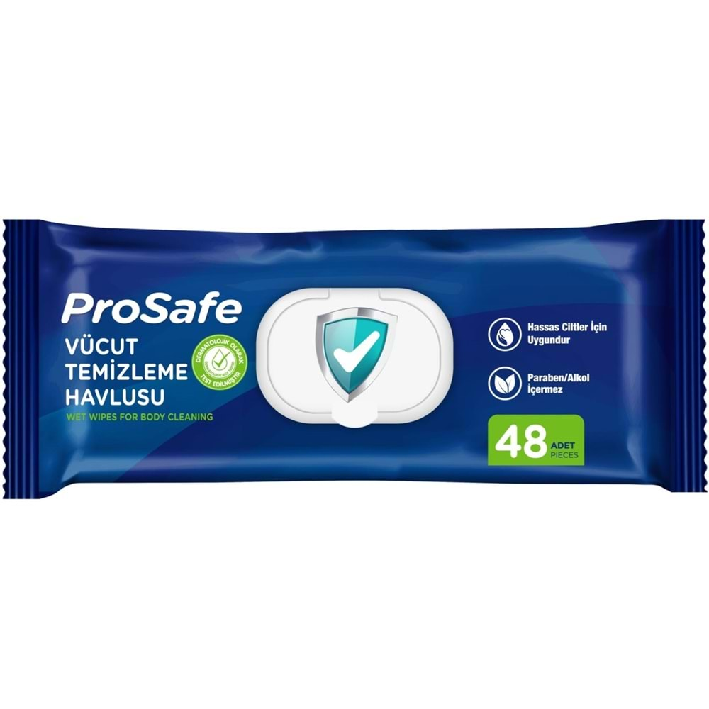 Prosafe Hasta Vücut Temizleme Islak Mendil Havlu 48 Yaprak XL (3 Lü Set) Plastik Kapak