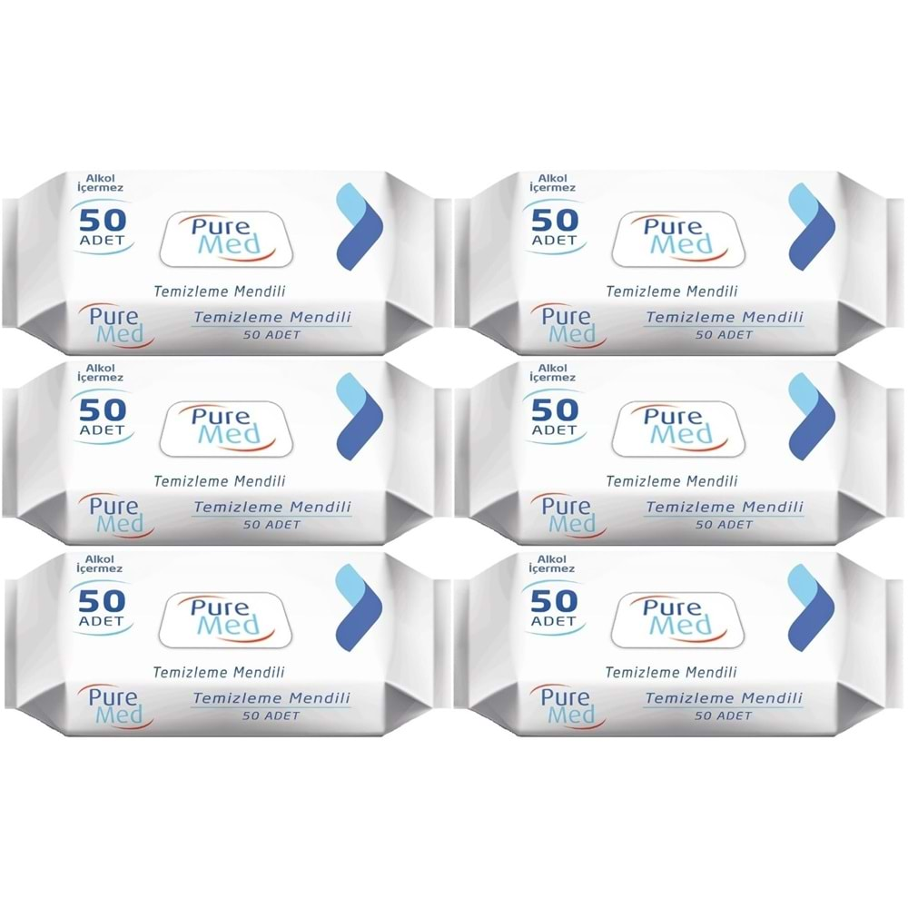 Puremed Vücut Temizleme Mendili 50 Yaprak (6 Lı Set)