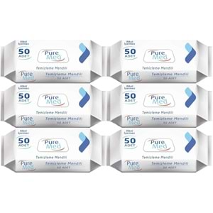 Puremed Vücut Temizleme Mendili 50 Yaprak (6 Lı Set)