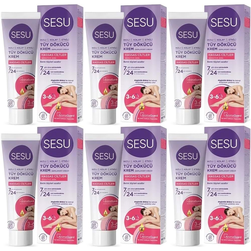 Sesu Tüy Dökücü Krem 100ML Hassas Ciltler (6 Lı Set)